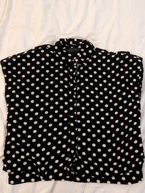 Topshop PETITE Black and White Polka Dot Blouse